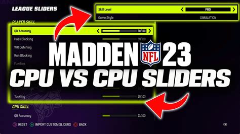 VERSION 3. . Madden 23 cpu vs cpu sliders